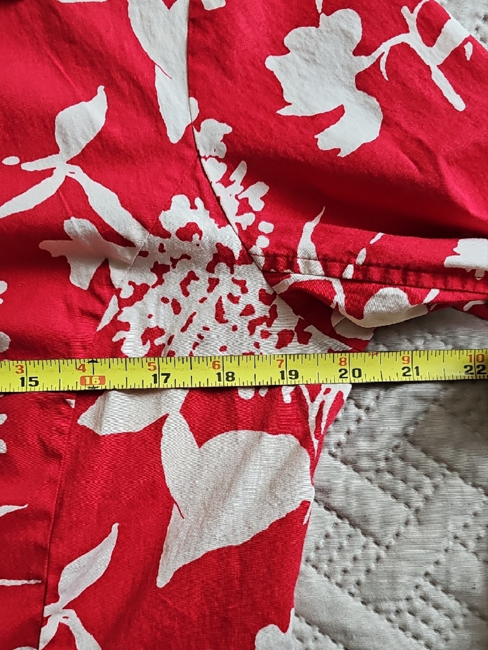 Talbots Red and White Floral Wrap-Style Blouse - Picture 5 of 6